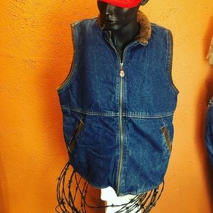 VINTAGE WRANGLER SHERPA LINED DENIM VEST